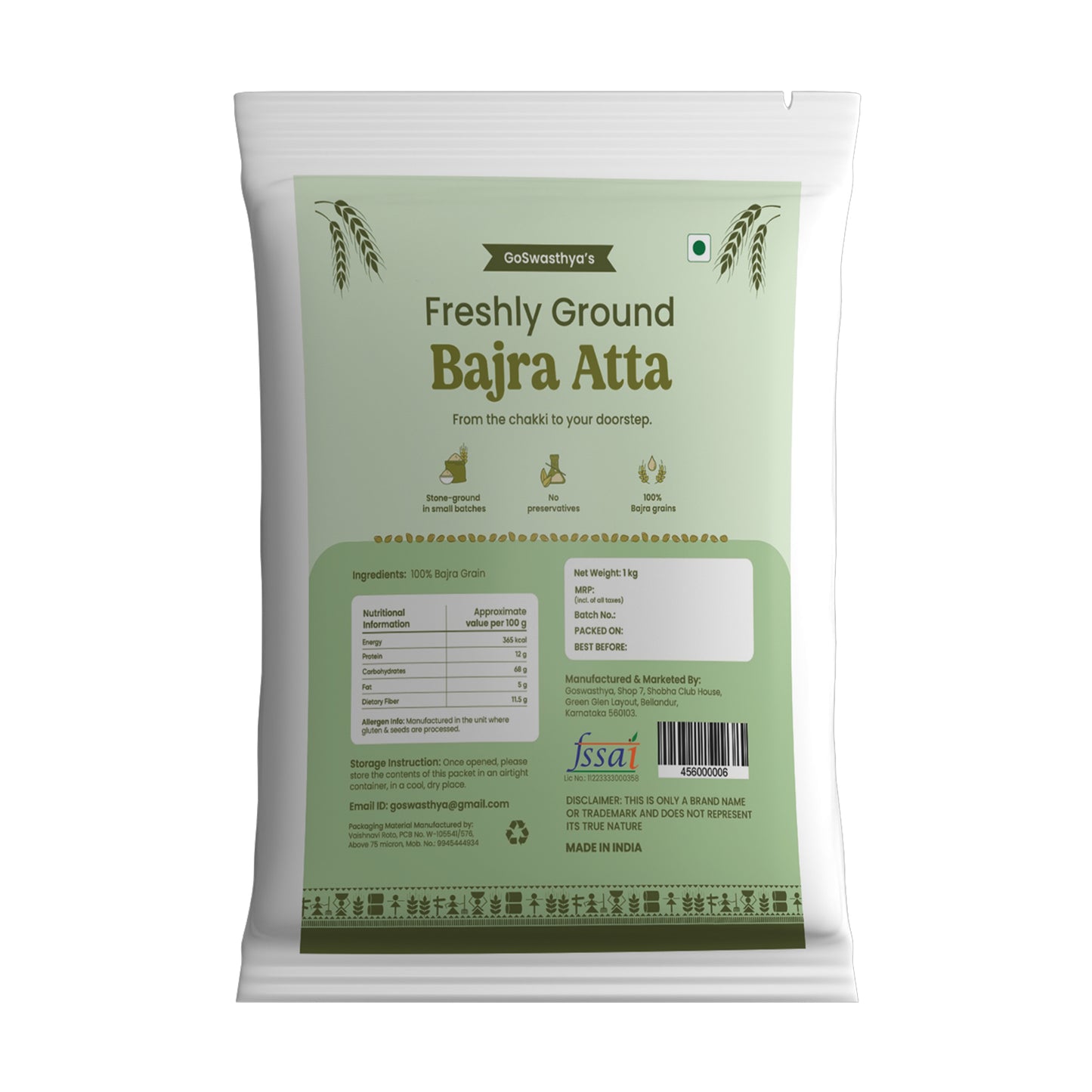 Premium Stone Ground Bajara Atta (Pearl Millet Flour)