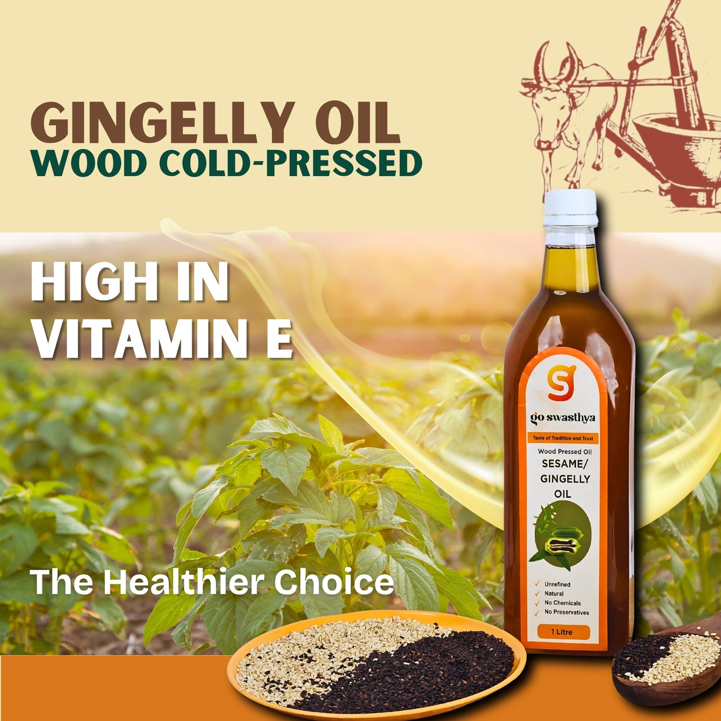 Wood Cold-Pressed Gingelly (Black) Oil