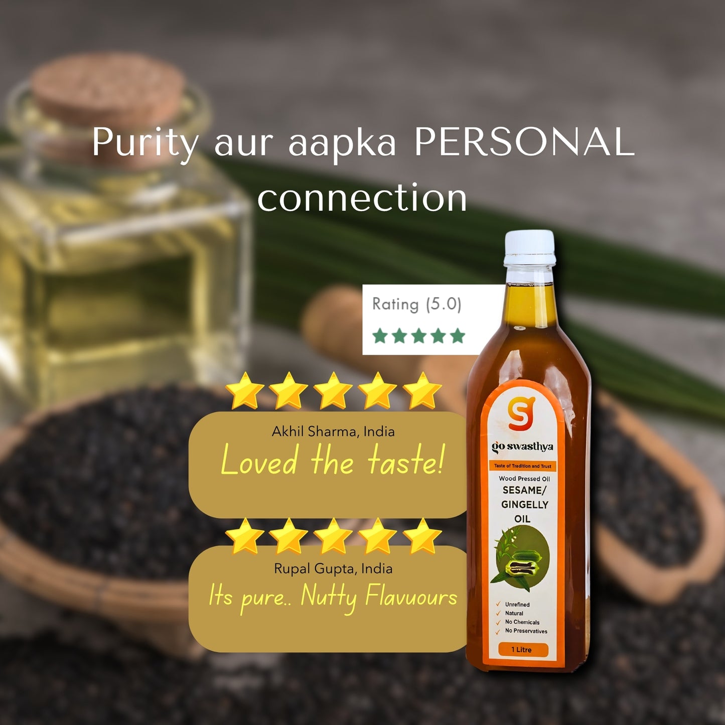 Wood Cold-Pressed Gingelly (Black) Oil
