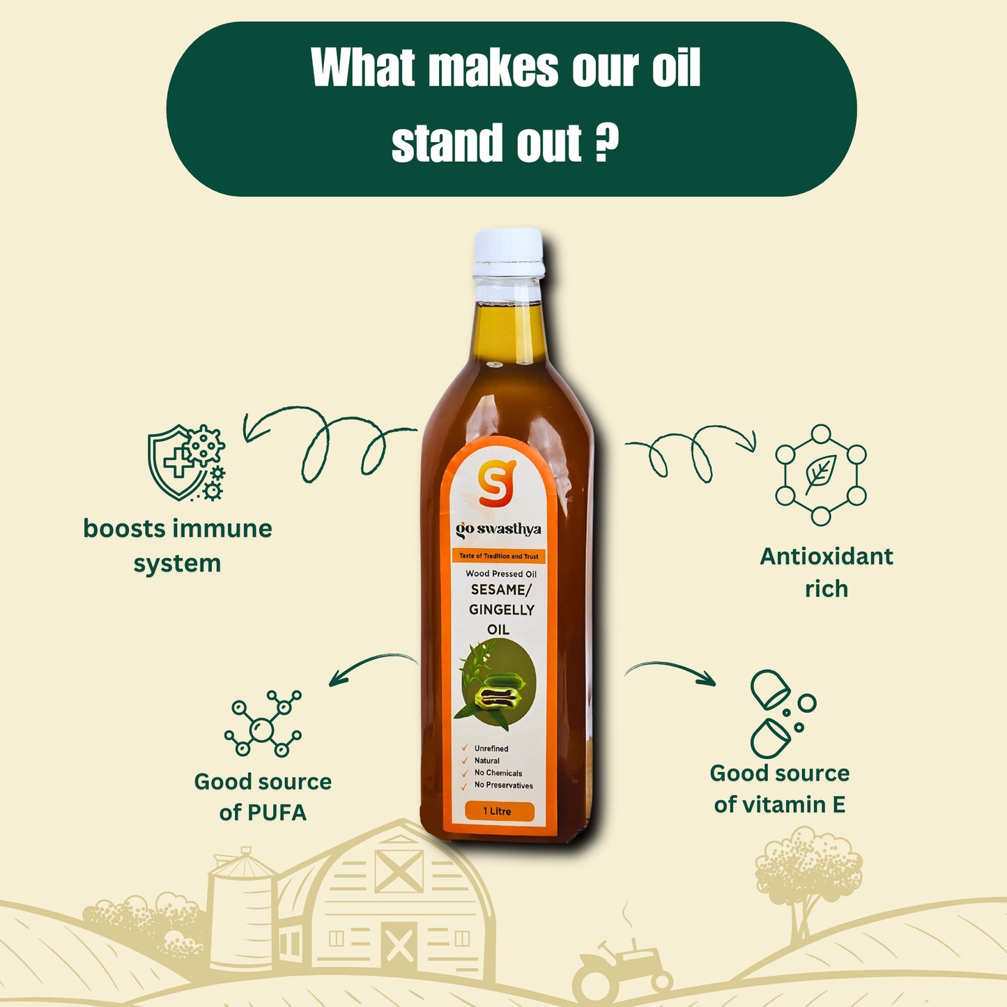 Wood Cold-Pressed Gingelly (Black) Oil