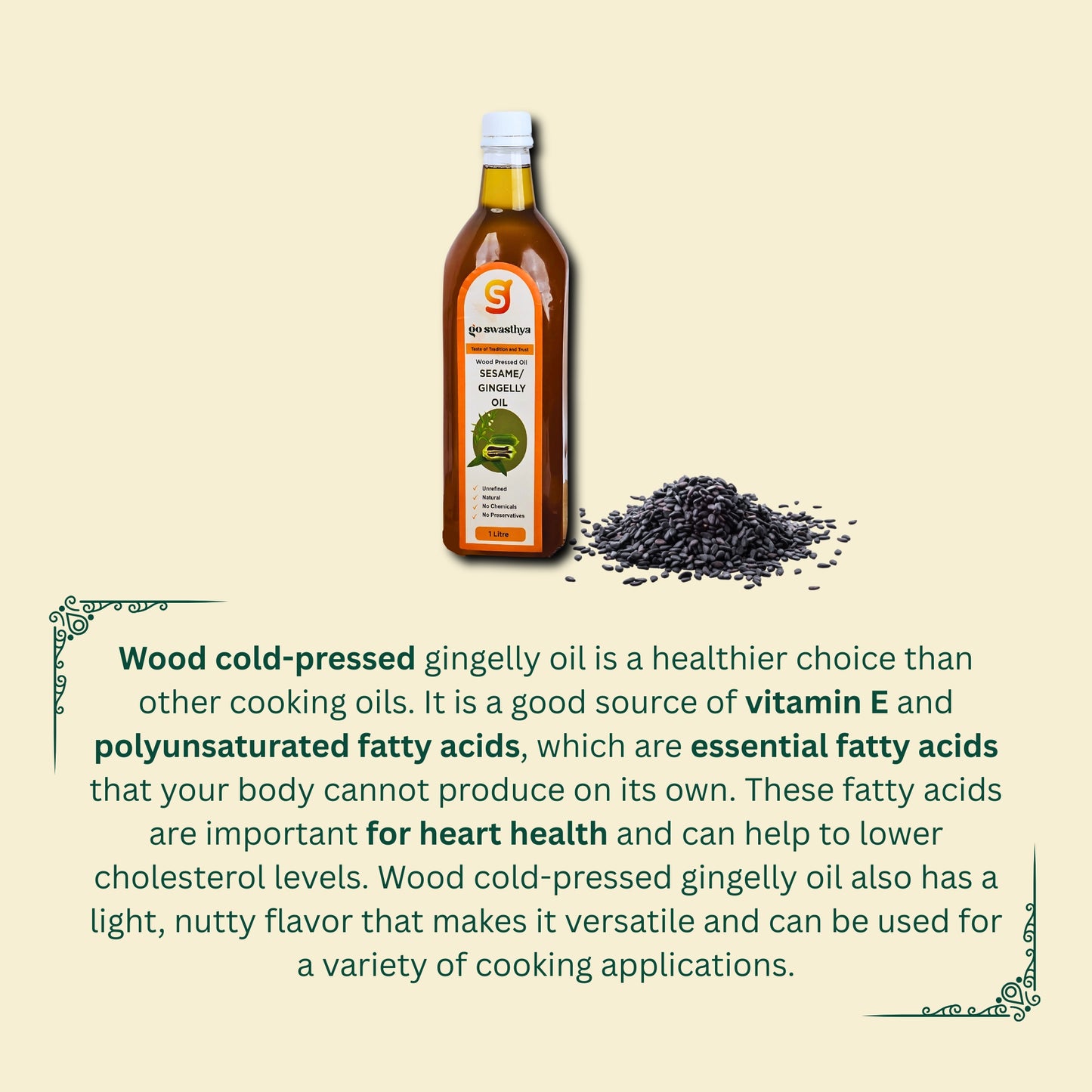 Wood Cold-Pressed Gingelly (Black) Oil