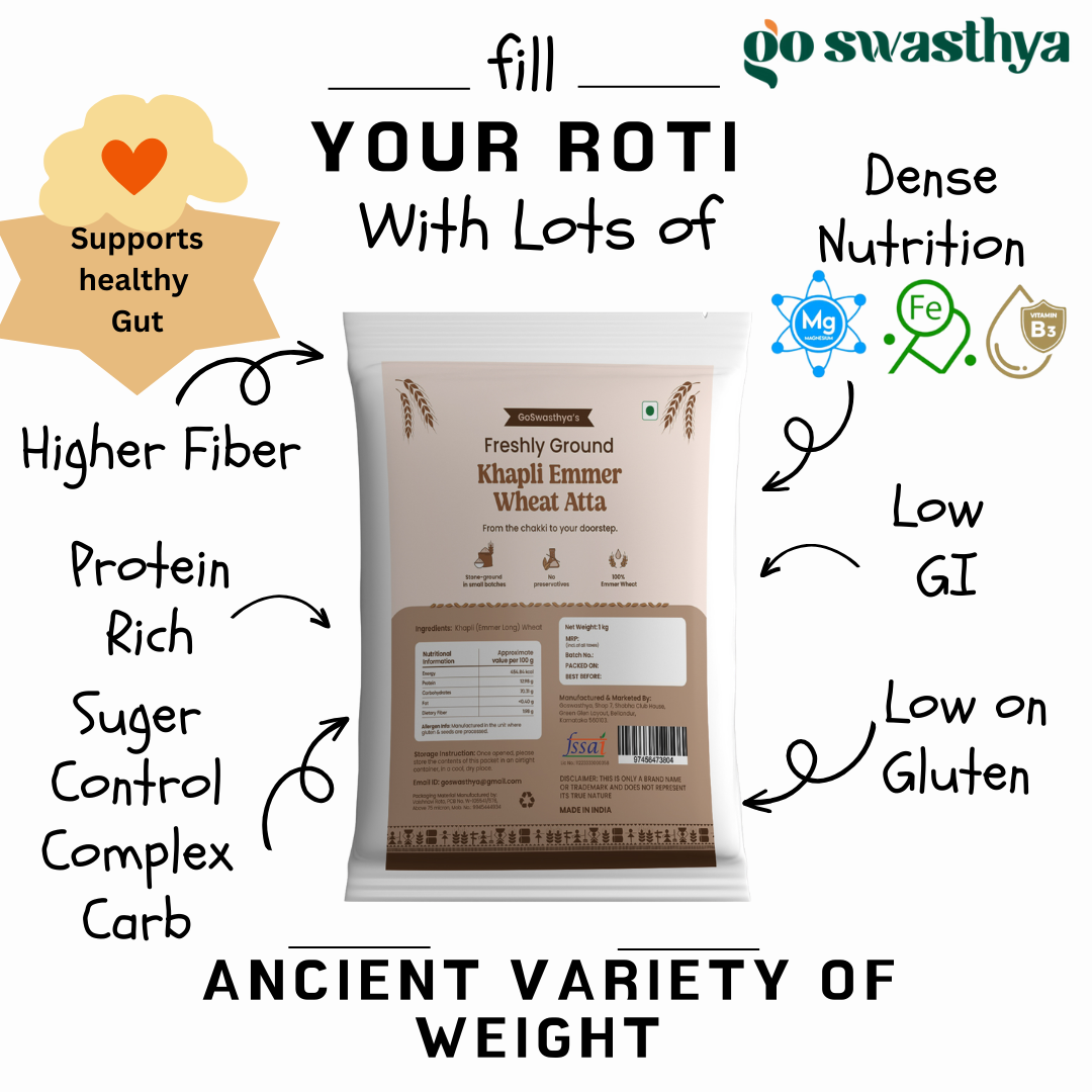 Khapli Emmer Wheat Flour | Stone Ground | High Dietary Fiber