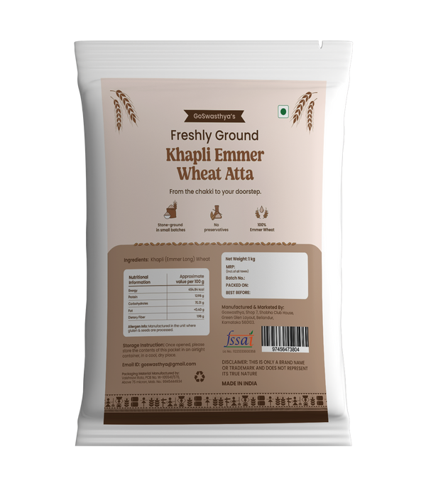 Khapli Emmer Wheat Flour | Stone Ground | High Dietary Fiber