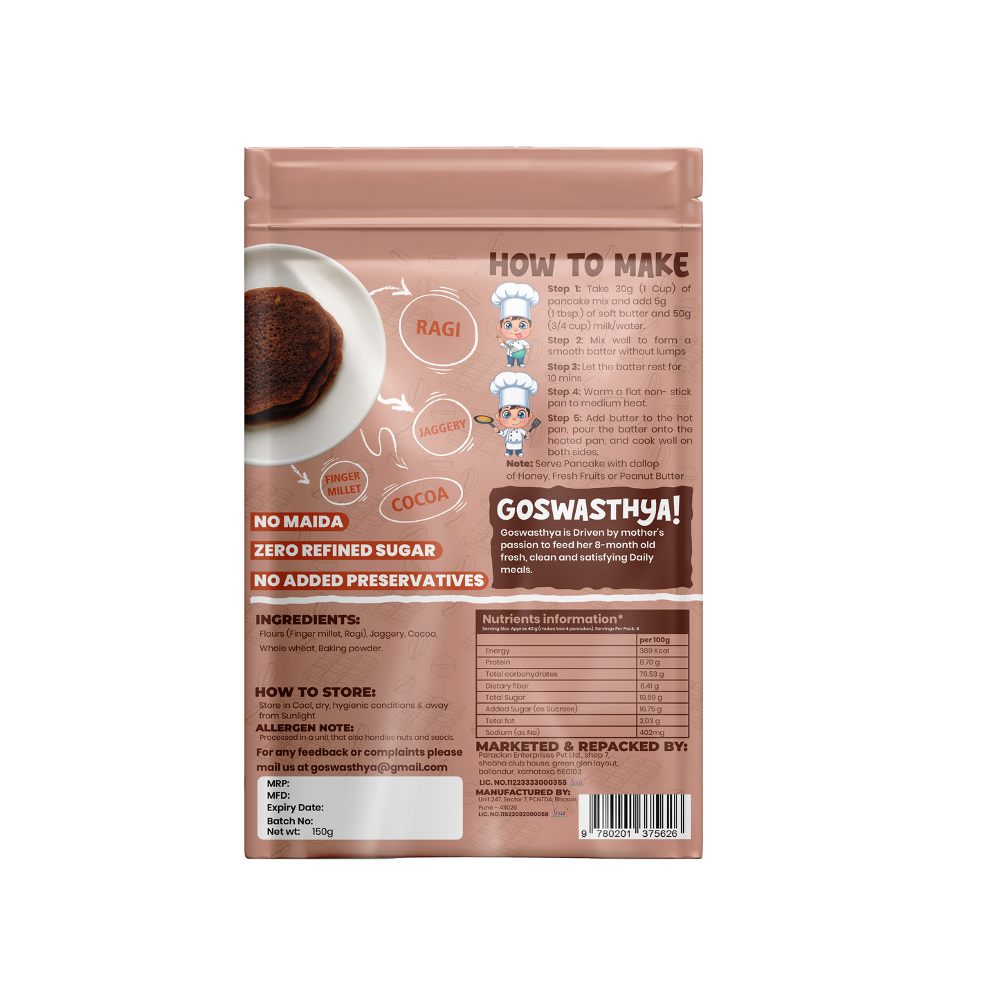 Healthy Millet Ragi Choco Pancake Mix | No Maida | No Refined Sugar | No Preservative-Free