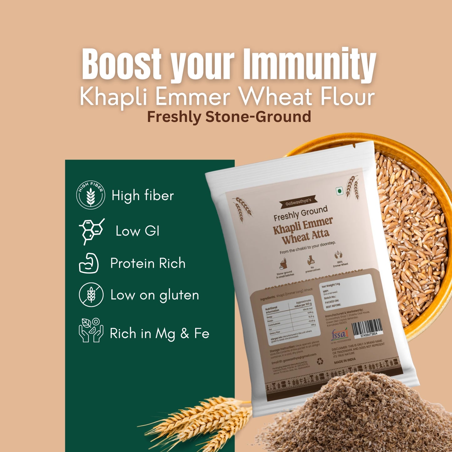 Khapli Emmer Wheat Flour Atta