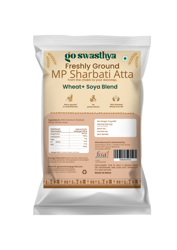 MP Sharbati Wheat + Soya Mix Stone Ground Atta | 5kg