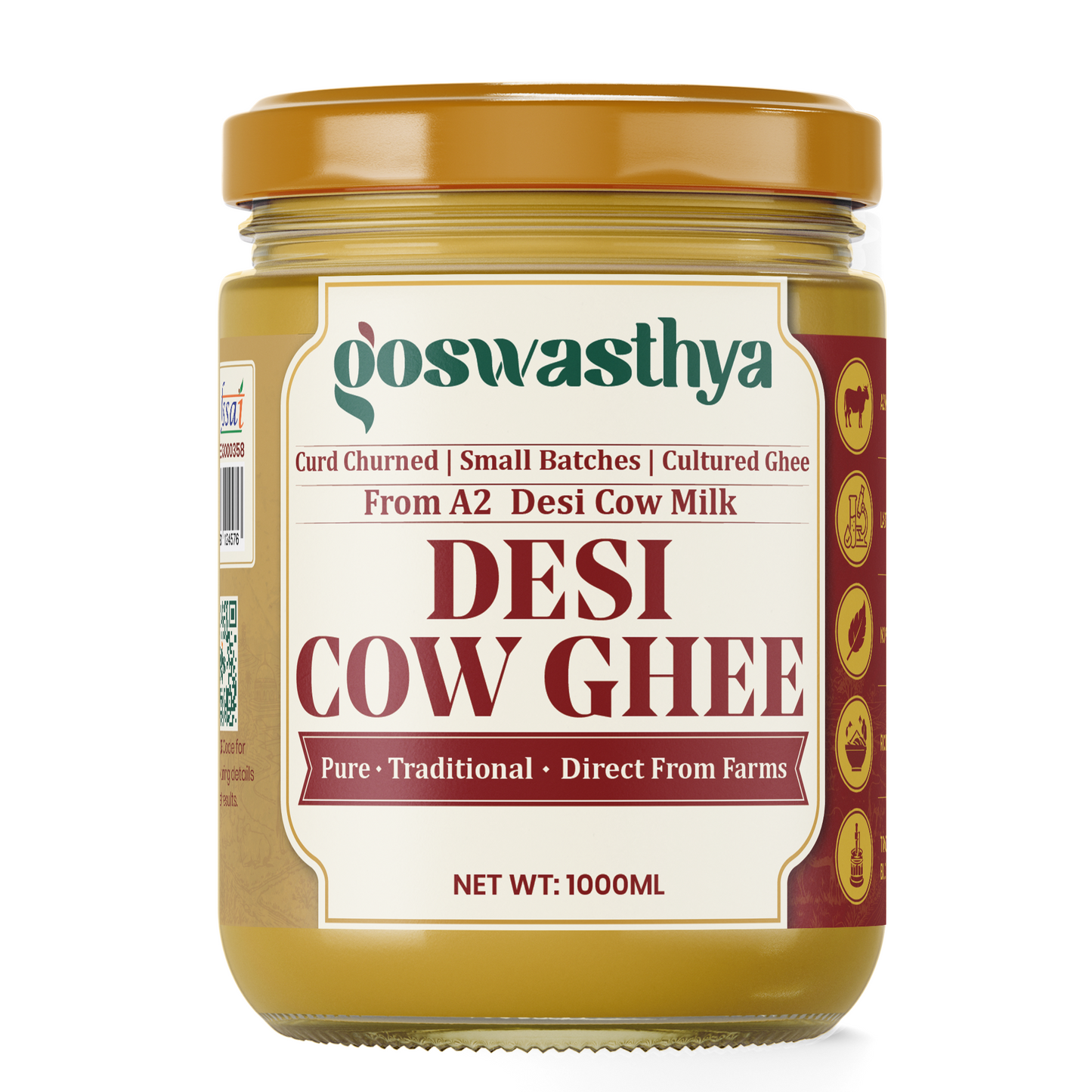 Pure A2 Desi Cow Ghee 1000 ML | Crafted the Traditional Way