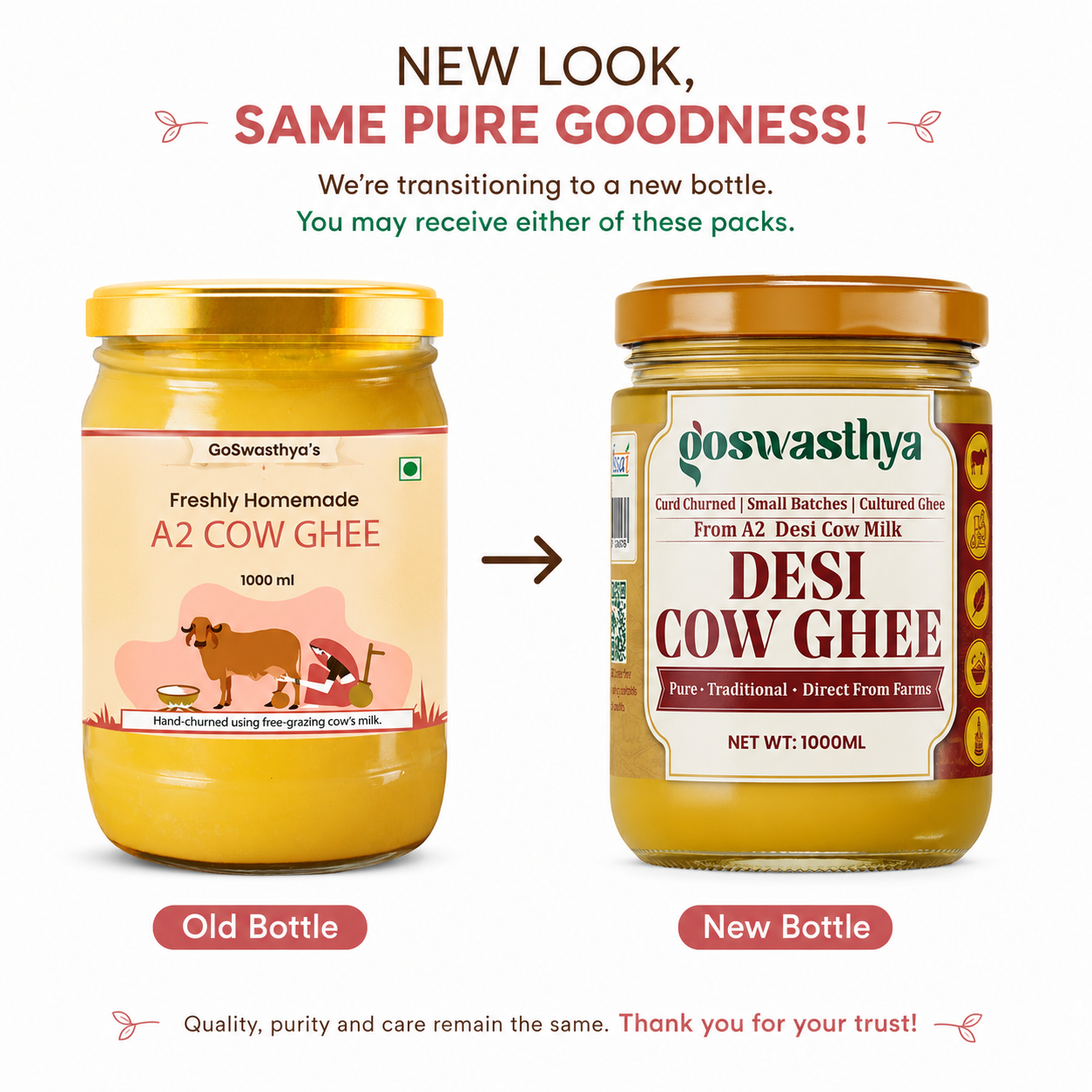 Pure A2 Desi Cow Ghee 1000 ML | Crafted the Traditional Way