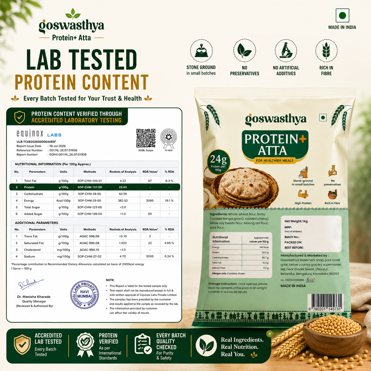 Goswasthya Protein+ Atta vs Typical Protein Atta – Real food ingredients vs processed protein blends