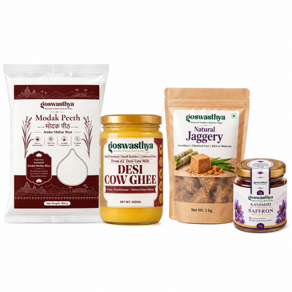 Ganapati Special Combo – Modak Peeth, A2 Ghee, Jaggery & Kesar | GoSwasthya