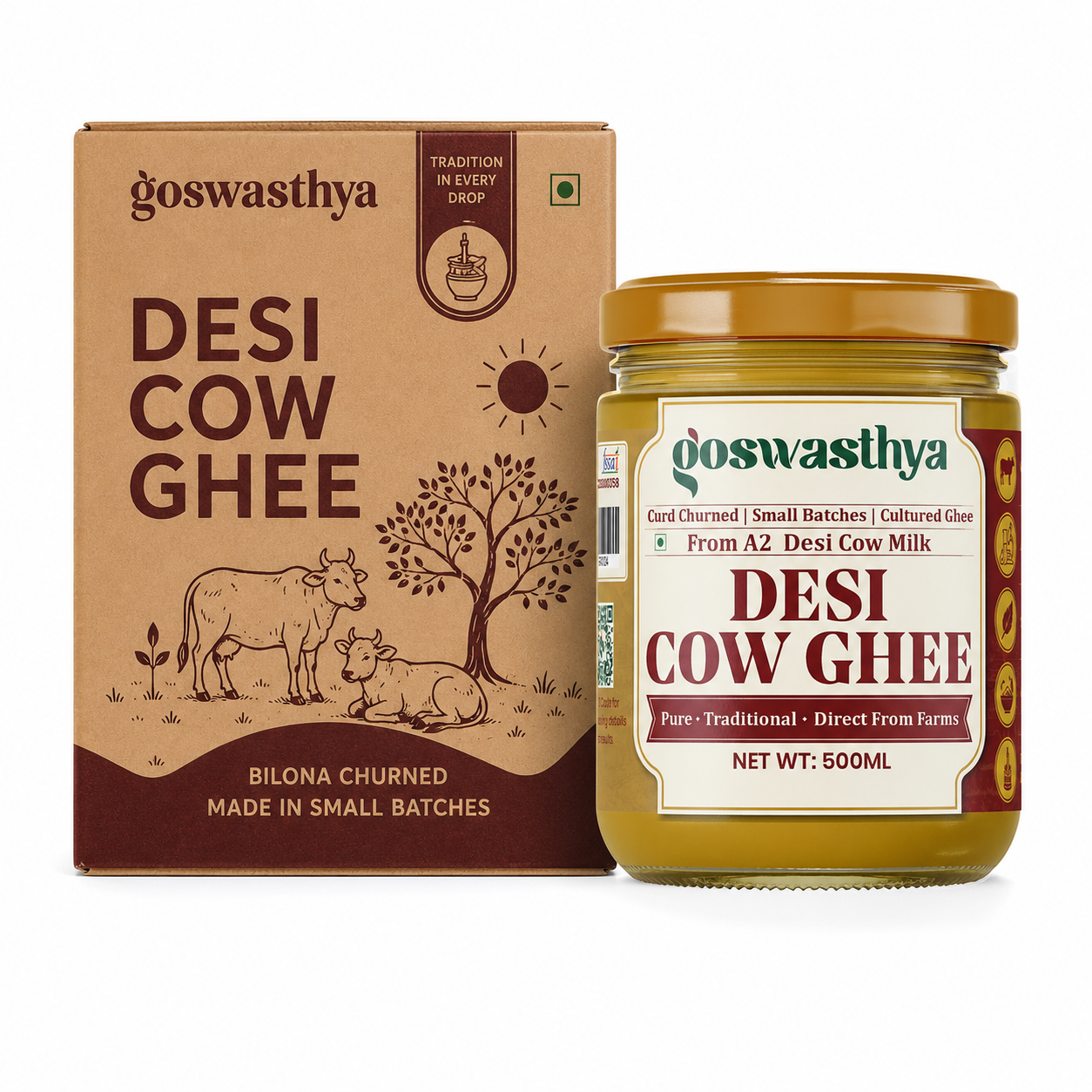 Pure A2 Desi Cow Ghee 1000 ML | Crafted the Traditional Way