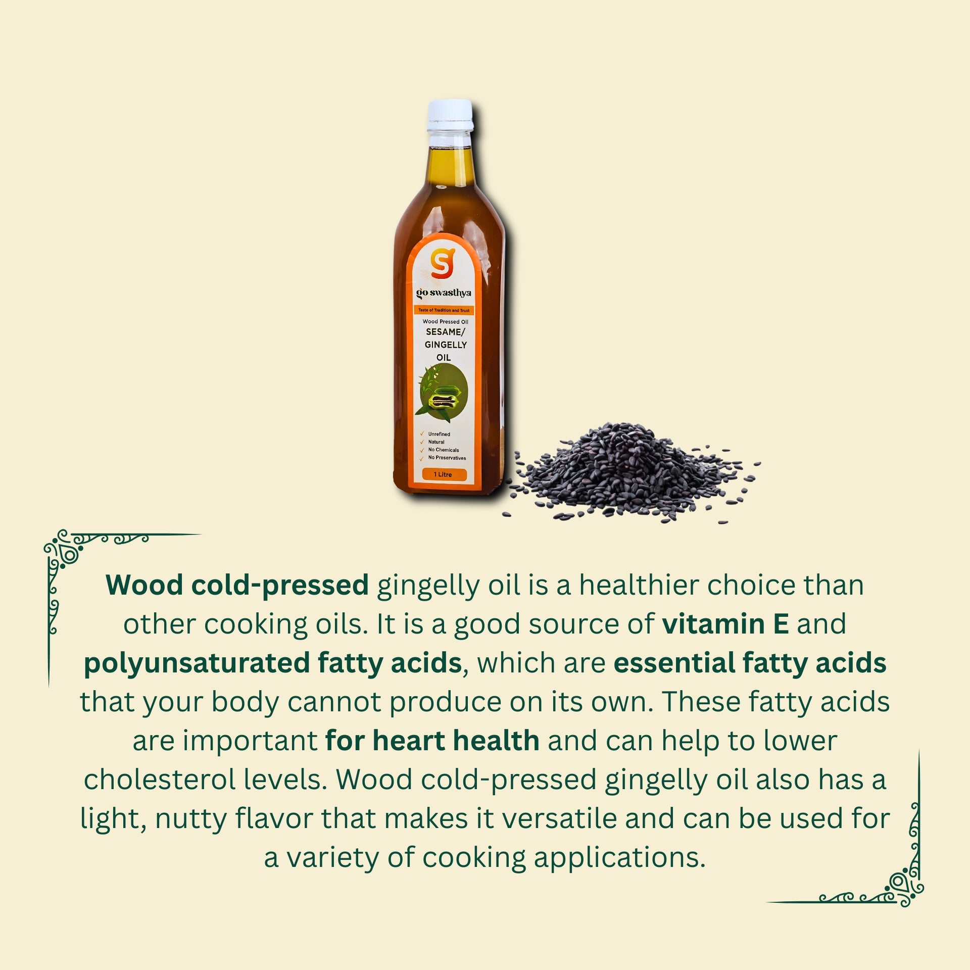 Wood Cold-Pressed Gingelly (Black) Oil