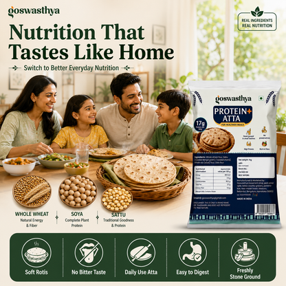 Goswasthya Protein+ Atta – 17g Protein | Stone Ground | 1kg
