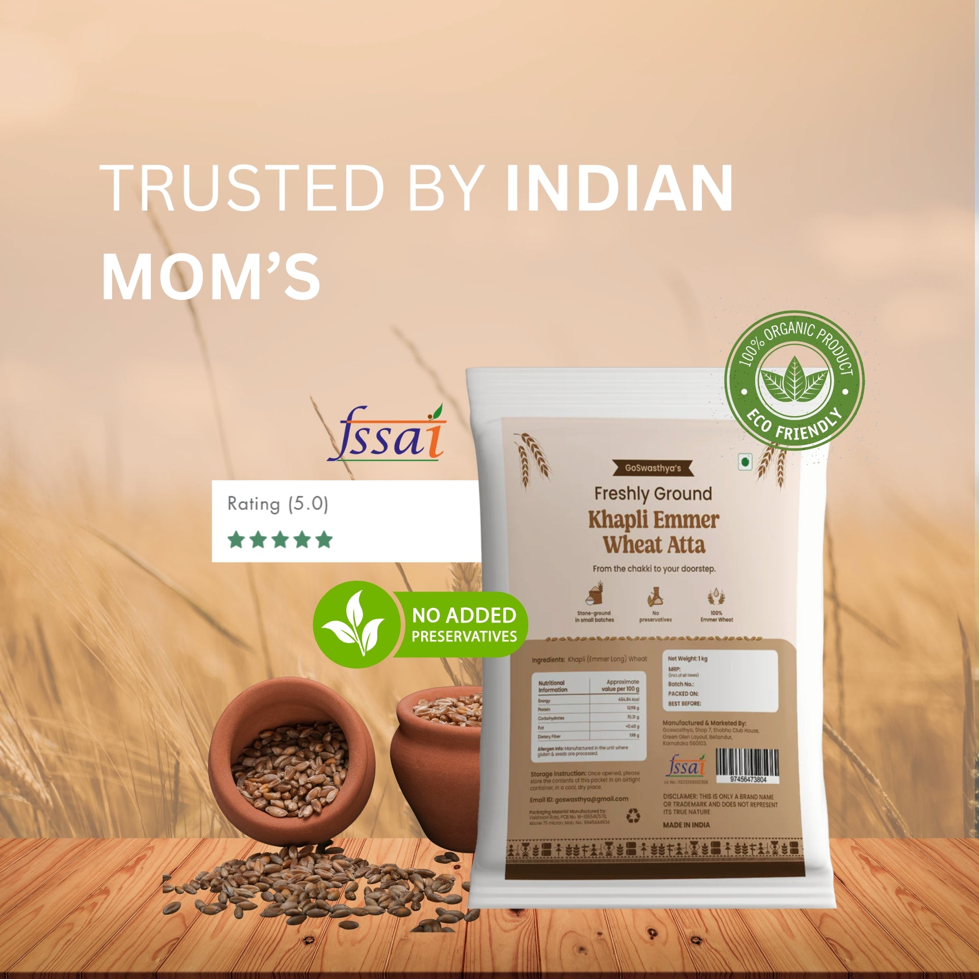 Khapli Emmer Wheat Flour Atta