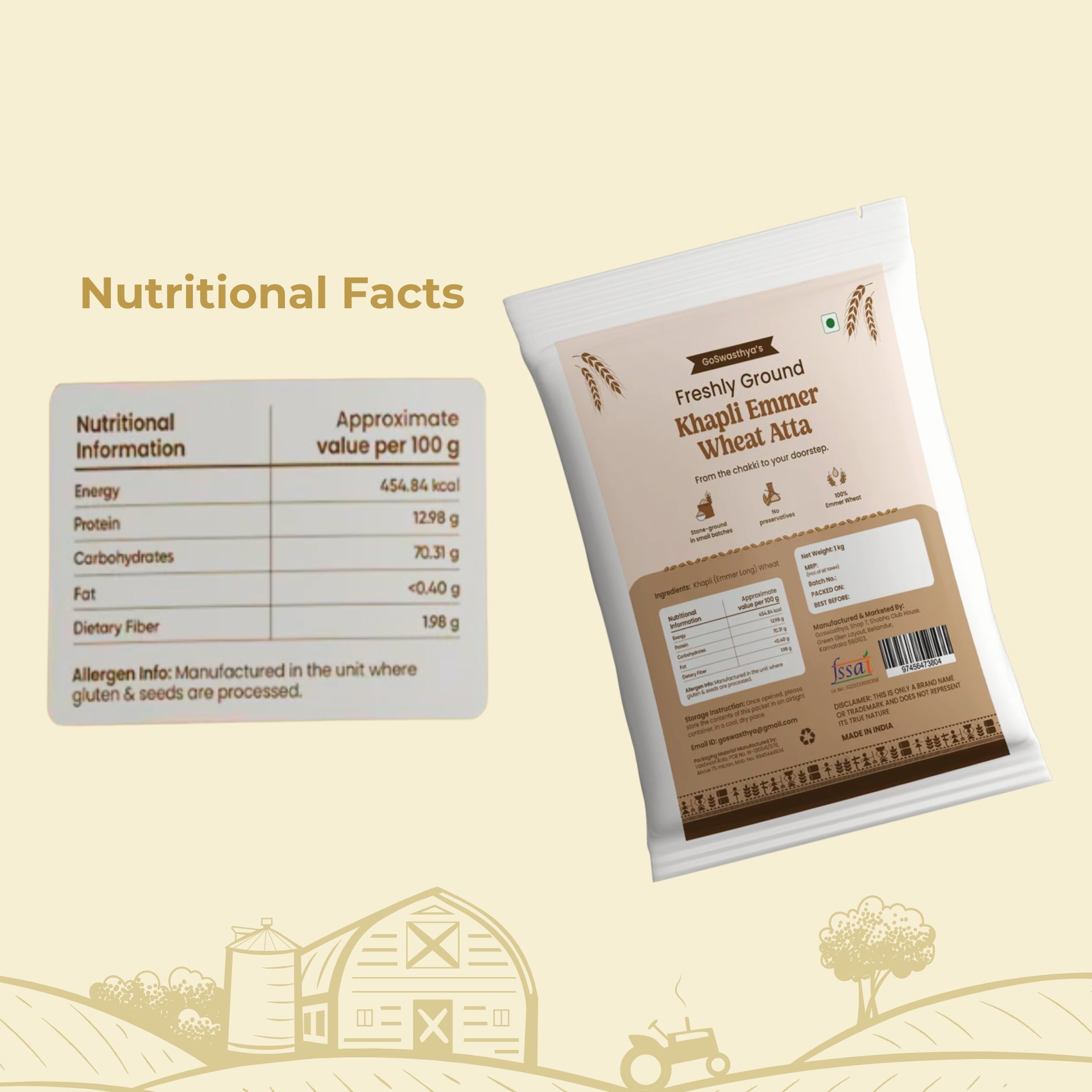 Khapli Emmer Wheat Flour Atta