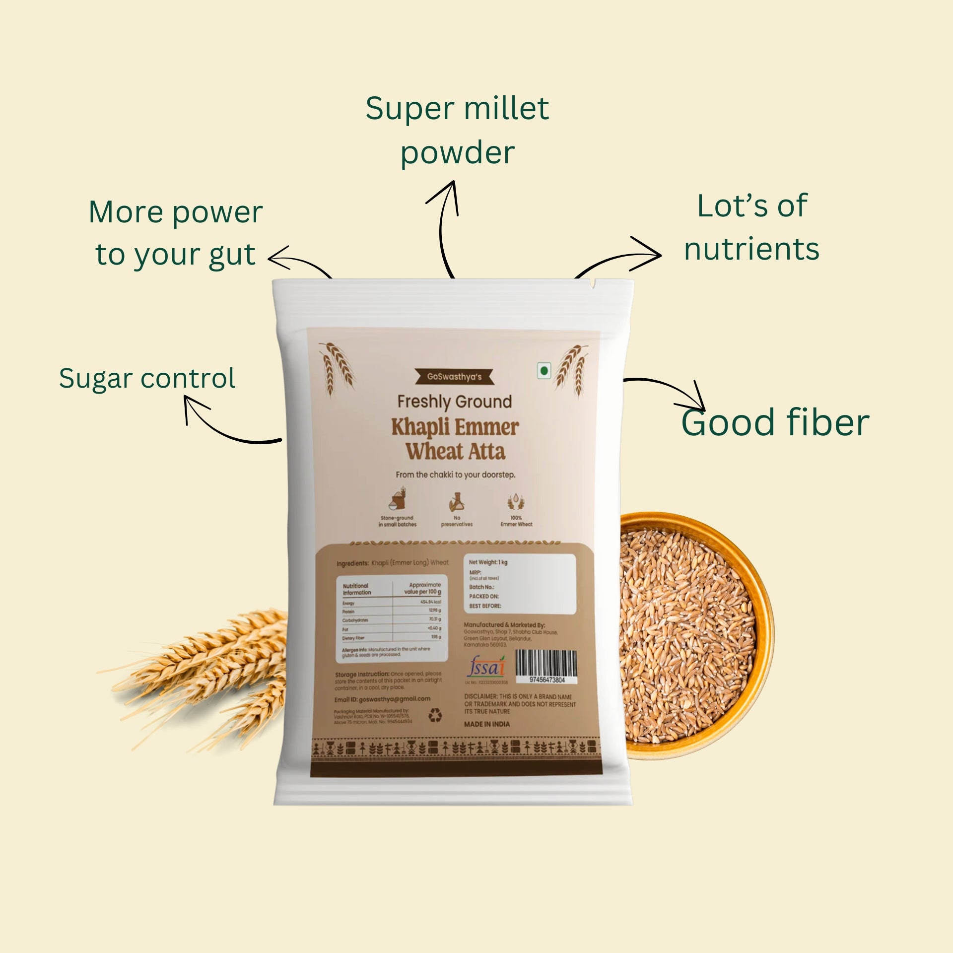 Khapli Emmer Wheat Flour Atta